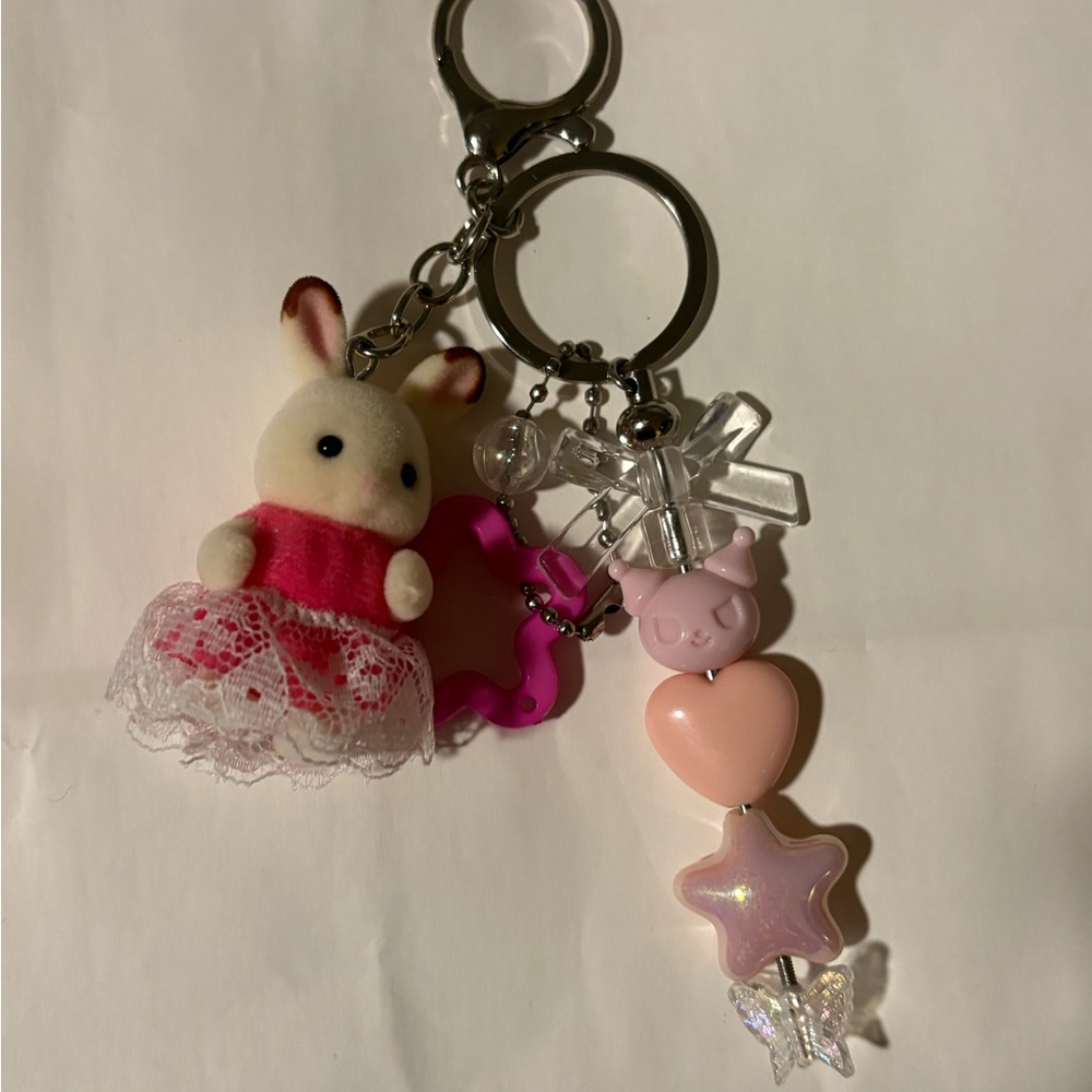 Pink Bunny Keychain Toy